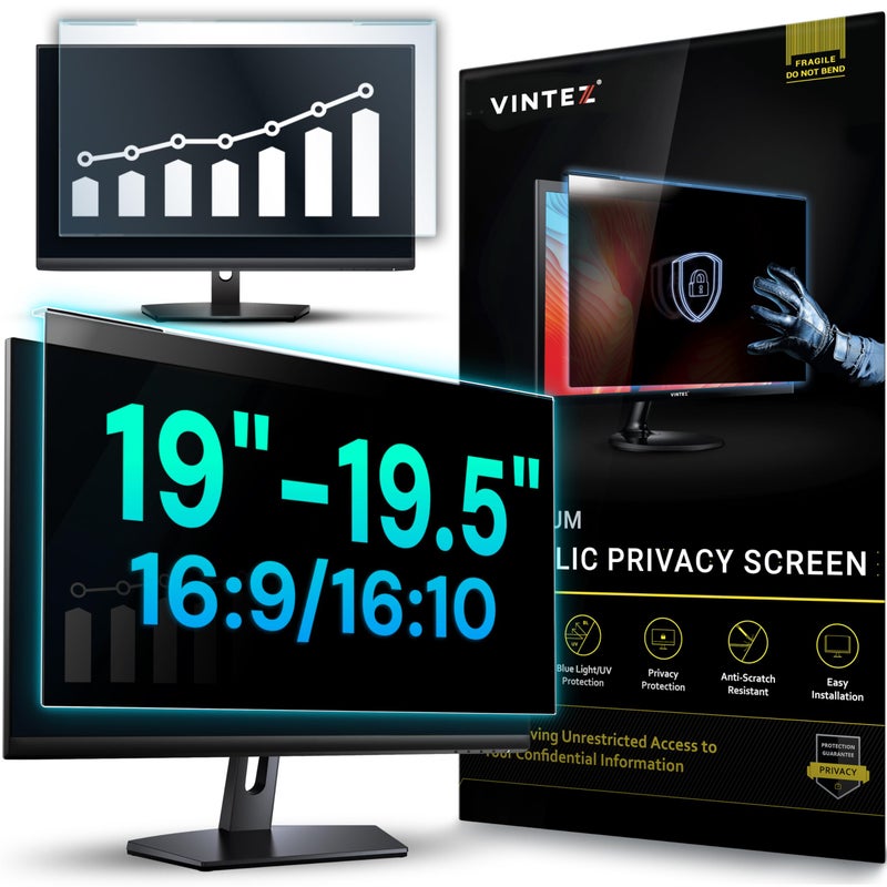VINTEZ Universal Acrylic 19, 19.5 Inch Computer Privacy Screen Filter for Widescreen Computer Monitors - 17.3" x 11.4" (440 x 290mm) - Monitor Frame Hanging Type - Image 1